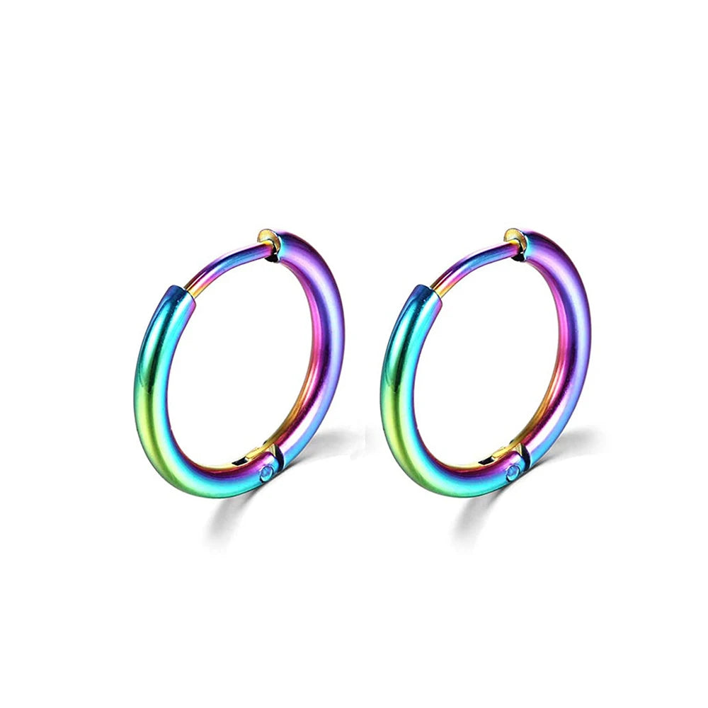 Stainless Steel Hoop Earrings – Small Gold Color Round Hoops for Women & Men - ZOOMNSTORE