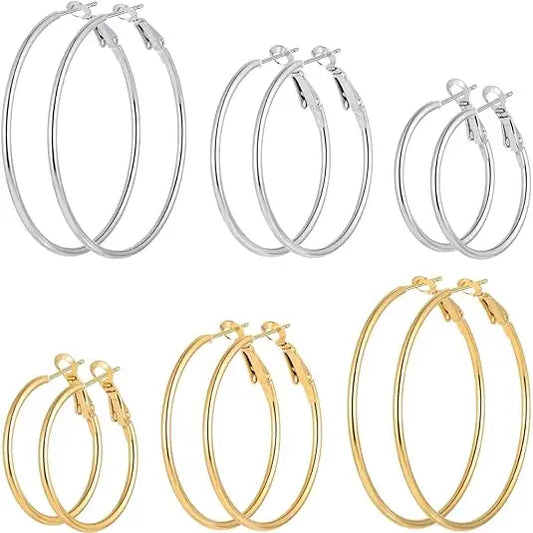 Stainless Steel Hoop Earrings - Smooth Open Round Unisex Jewelry Set - ZOOMNSTORE