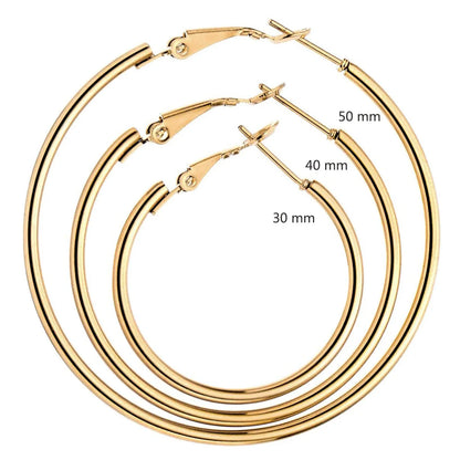 Stainless Steel Hoop Earrings - Smooth Open Round Unisex Jewelry Set - ZOOMNSTORE