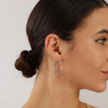 Stainless Steel Hoop Earrings - Smooth Open Round Unisex Jewelry Set - ZOOMNSTORE