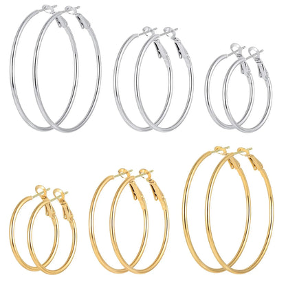 Stainless Steel Hoop Earrings - Smooth Open Round Unisex Jewelry Set - ZOOMNSTORE