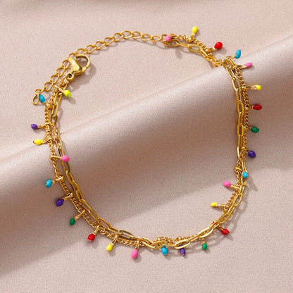 Stainless Steel Imitation Pearl Anklet - Gold Color Beach Accessories for Women - ZOOMNSTORE