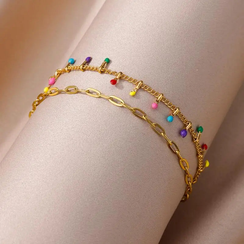 Stainless Steel Imitation Pearl Anklet - Gold Color Beach Accessories for Women - ZOOMNSTORE