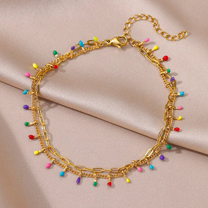 Stainless Steel Imitation Pearl Anklet - Gold Color Beach Accessories for Women - ZOOMNSTORE