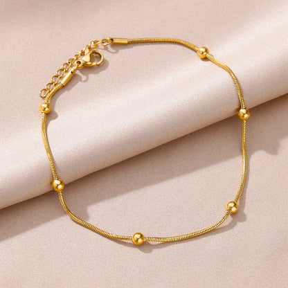 Stainless Steel Imitation Pearl Anklet - Gold Color Beach Accessories for Women - ZOOMNSTORE