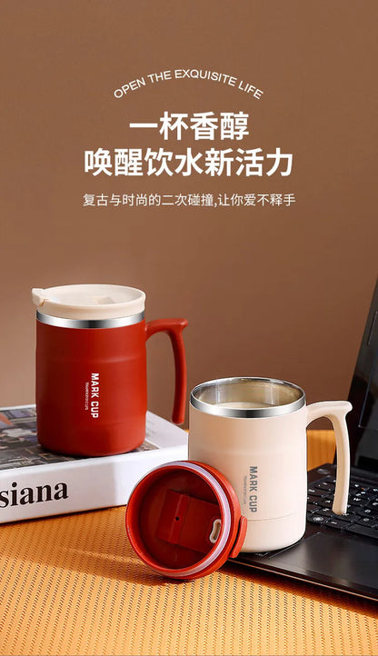 Stainless Steel Mug – Insulated Coffee Travel Mug with Lid and Spoon for Office - ZOOMNSTORE