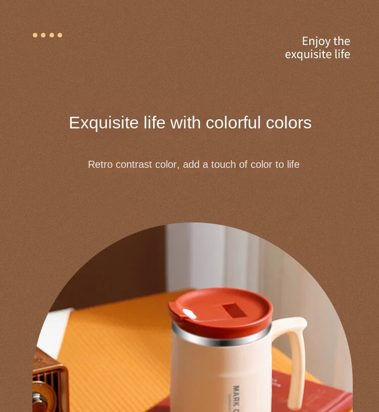 Stainless Steel Mug – Insulated Coffee Travel Mug with Lid and Spoon for Office - ZOOMNSTORE