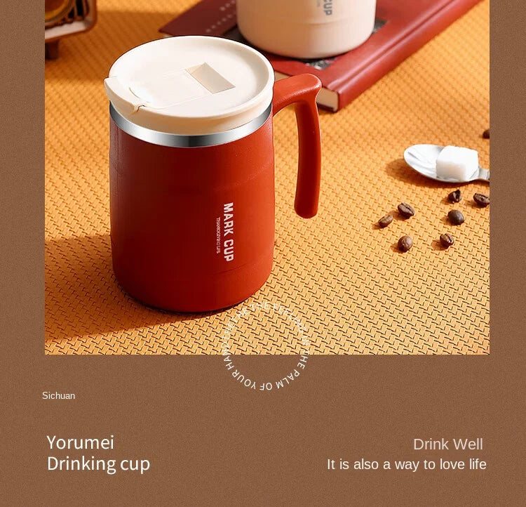 Stainless Steel Mug – Insulated Coffee Travel Mug with Lid and Spoon for Office - ZOOMNSTORE