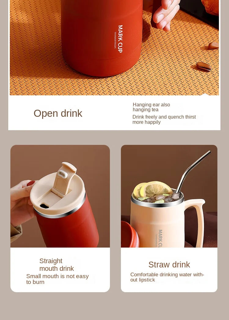 Stainless Steel Mug – Insulated Coffee Travel Mug with Lid and Spoon for Office - ZOOMNSTORE