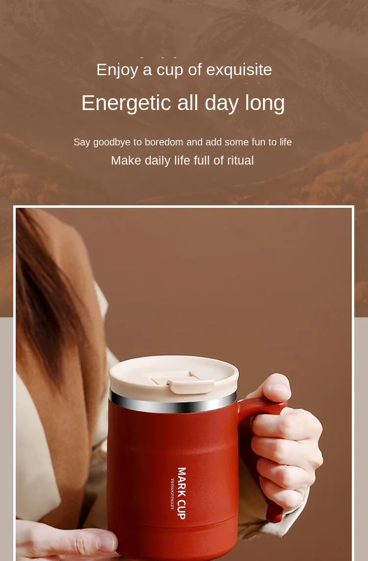 Stainless Steel Mug – Insulated Coffee Travel Mug with Lid and Spoon for Office - ZOOMNSTORE