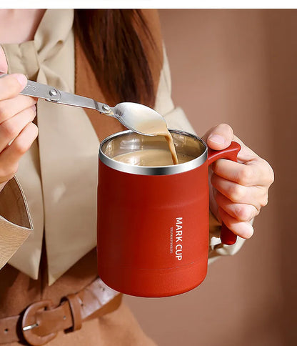 Stainless Steel Mug – Insulated Coffee Travel Mug with Lid and Spoon for Office - ZOOMNSTORE