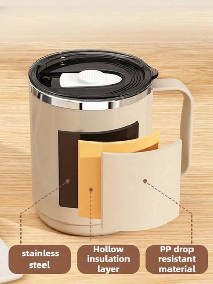 Stainless Steel Mug - Large Capacity Office Coffee Mug with Spill Proof Lid - ZOOMNSTORE