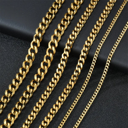 Curb Cuban Necklaces - Stainless Steel Link Chain Chokers for Men  Women in Black  Gold - ZOOMNSTORE