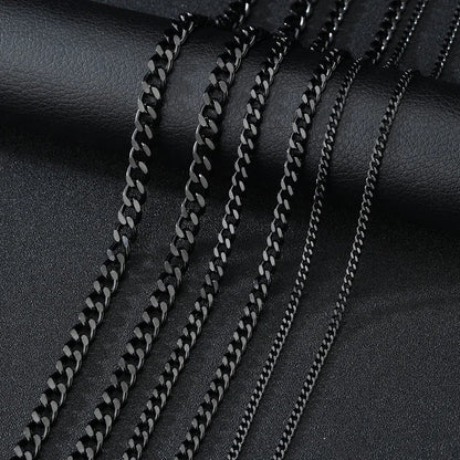 Curb Cuban Necklaces - Stainless Steel Link Chain Chokers for Men  Women in Black  Gold - ZOOMNSTORE
