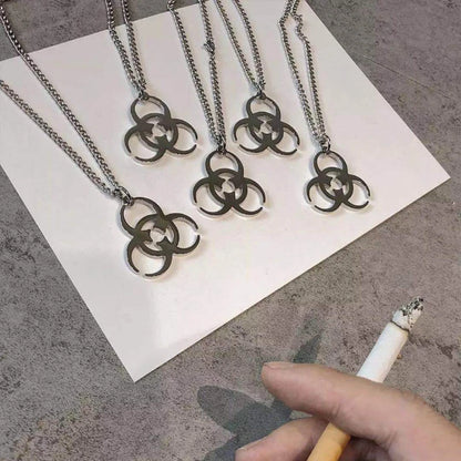 Punk Biochemical Crisis stainless steel necklace Pendant Hip Hop Silver Color Couple Necklace for Women Men Girls Couple Jewelry - ZOOMNSTORE