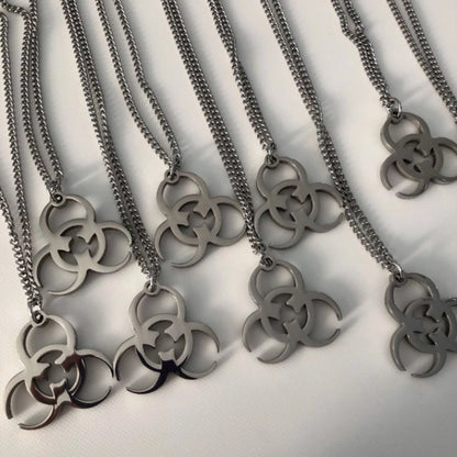 Punk Biochemical Crisis stainless steel necklace Pendant Hip Hop Silver Color Couple Necklace for Women Men Girls Couple Jewelry - ZOOMNSTORE