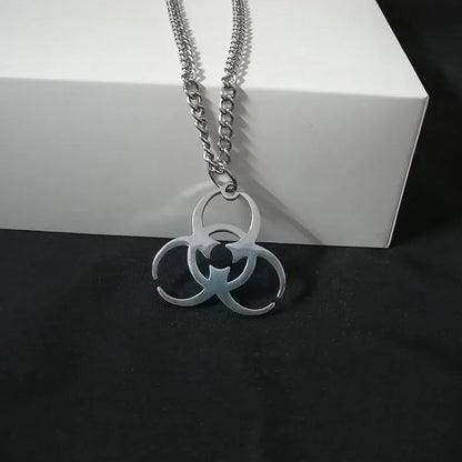 Punk Biochemical Crisis stainless steel necklace Pendant Hip Hop Silver Color Couple Necklace for Women Men Girls Couple Jewelry - ZOOMNSTORE