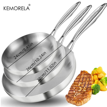 Stainless Steel Non-Stick Frying Pan Set - 23PCS 22242628CM 5-Ply Wok Cookware - ZOOMNSTORE