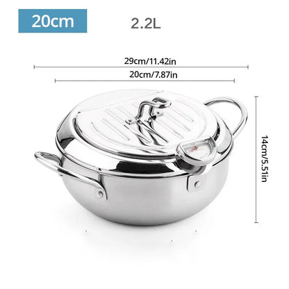 Stainless Steel Oil Fryer Thermometer with Cover - Small Oil Saving Pan for French Fries - ZOOMNSTORE