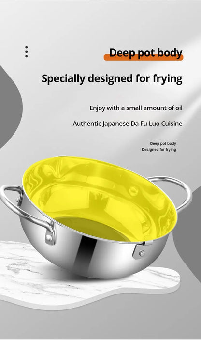 Stainless Steel Oil Fryer Thermometer with Cover - Small Oil Saving Pan for French Fries - ZOOMNSTORE