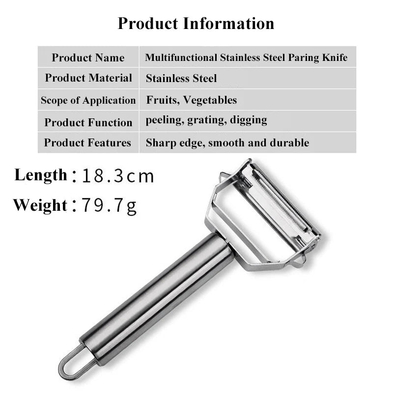 Stainless Steel Peeler - Multifunction Kitchen Tool | Fruit Peeler & Vegetable Slicer - ZOOMNSTORE