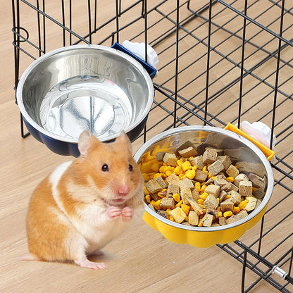 Stainless Steel Pet Bowl | Movable Hanging Food Bowl Pumpkin Shaped for Small Animal Feeding - ZOOMNSTORE
