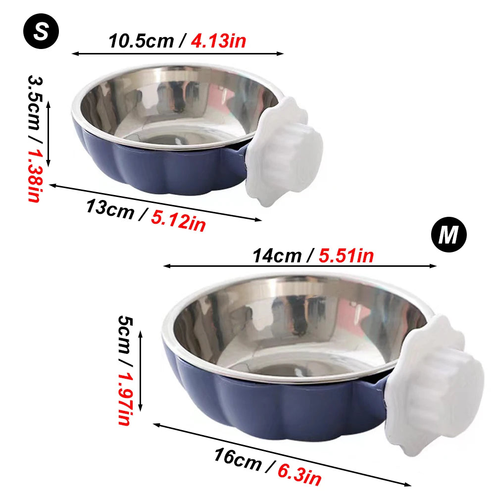 Stainless Steel Pet Bowl | Movable Hanging Food Bowl Pumpkin Shaped for Small Animal Feeding - ZOOMNSTORE