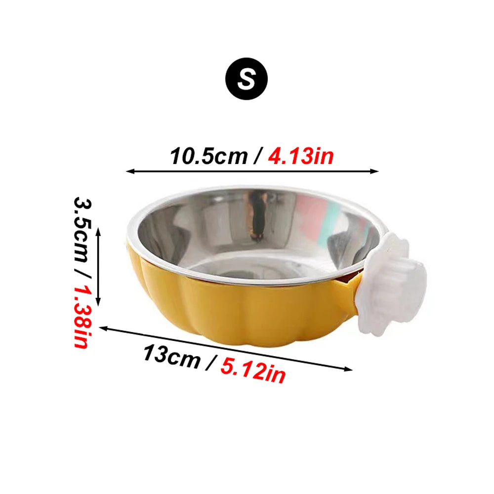 Stainless Steel Pet Bowl | Movable Hanging Food Bowl Pumpkin Shaped for Small Animal Feeding - ZOOMNSTORE