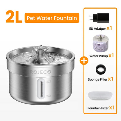 Stainless Steel Automatic Pet Water Fountain - Smart Dog  Cat Dispenser - ZOOMNSTORE