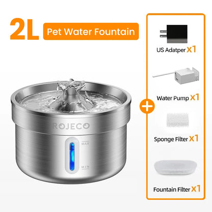 Stainless Steel Automatic Pet Water Fountain - Smart Dog  Cat Dispenser - ZOOMNSTORE