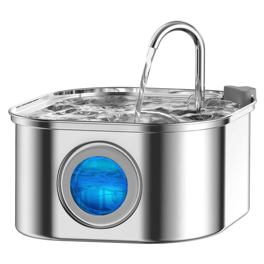 Stainless Steel Pet Water Fountain - 32L Auto Feeder with Visual Window - ZOOMNSTORE