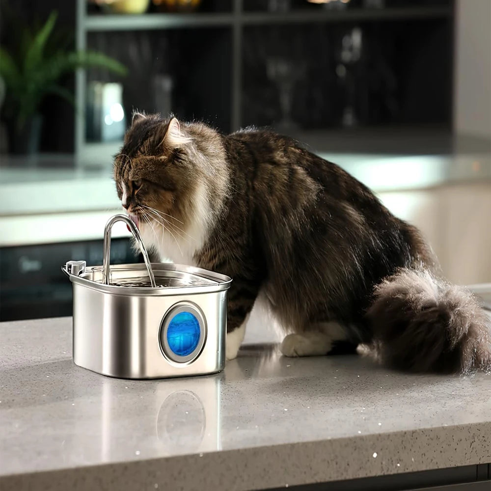 Stainless Steel Pet Water Fountain - 32L Auto Feeder with Visual Window - ZOOMNSTORE