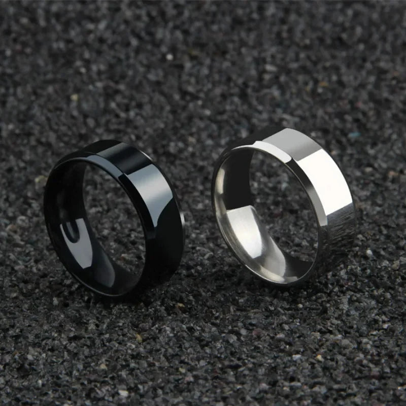 Charm Jewelry Ring for Men Women Stainless Steel Black Rings Wedding Engagement Band Quality Matte Male Jewelry - ZOOMNSTORE