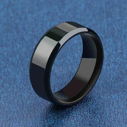 Charm Jewelry Ring for Men Women Stainless Steel Black Rings Wedding Engagement Band Quality Matte Male Jewelry - ZOOMNSTORE