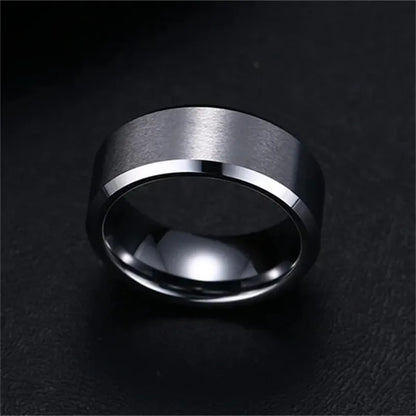 Charm Jewelry Ring for Men Women Stainless Steel Black Rings Wedding Engagement Band Quality Matte Male Jewelry - ZOOMNSTORE