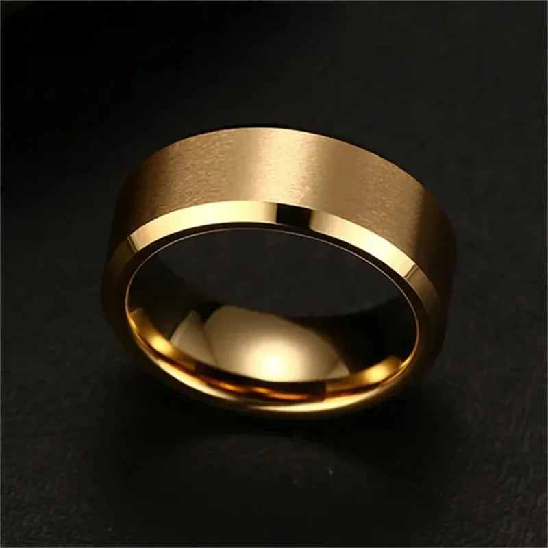Charm Jewelry Ring for Men Women Stainless Steel Black Rings Wedding Engagement Band Quality Matte Male Jewelry - ZOOMNSTORE