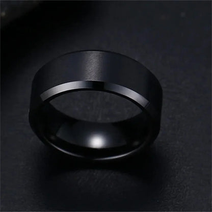 Charm Jewelry Ring for Men Women Stainless Steel Black Rings Wedding Engagement Band Quality Matte Male Jewelry - ZOOMNSTORE