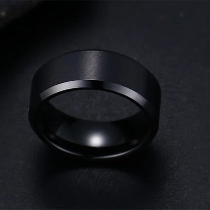 Charm Jewelry Ring for Men Women Stainless Steel Black Rings Wedding Engagement Band Quality Matte Male Jewelry - ZOOMNSTORE