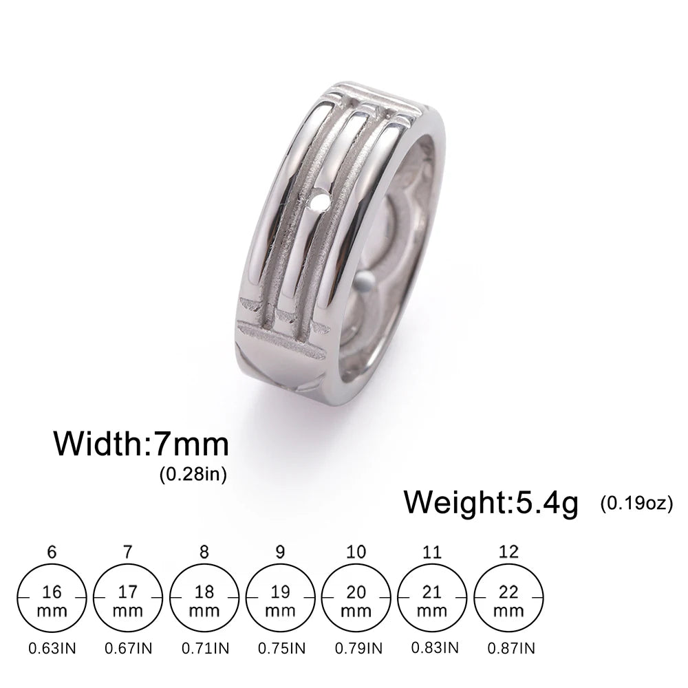 Teamer Amulet Atlantis Ring Stainless Steel Wide Fashion Minimalist Rings for Men Women Couple Wedding Anniversary Jewelry Gift - ZOOMNSTORE