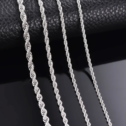 Stainless Steel Rope Chain NecklaceBracelet - 2mm to 6mm Width for Men and Women - ZOOMNSTORE