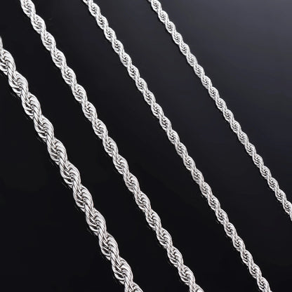 Stainless Steel Rope Chain NecklaceBracelet - 2mm to 6mm Width for Men and Women - ZOOMNSTORE