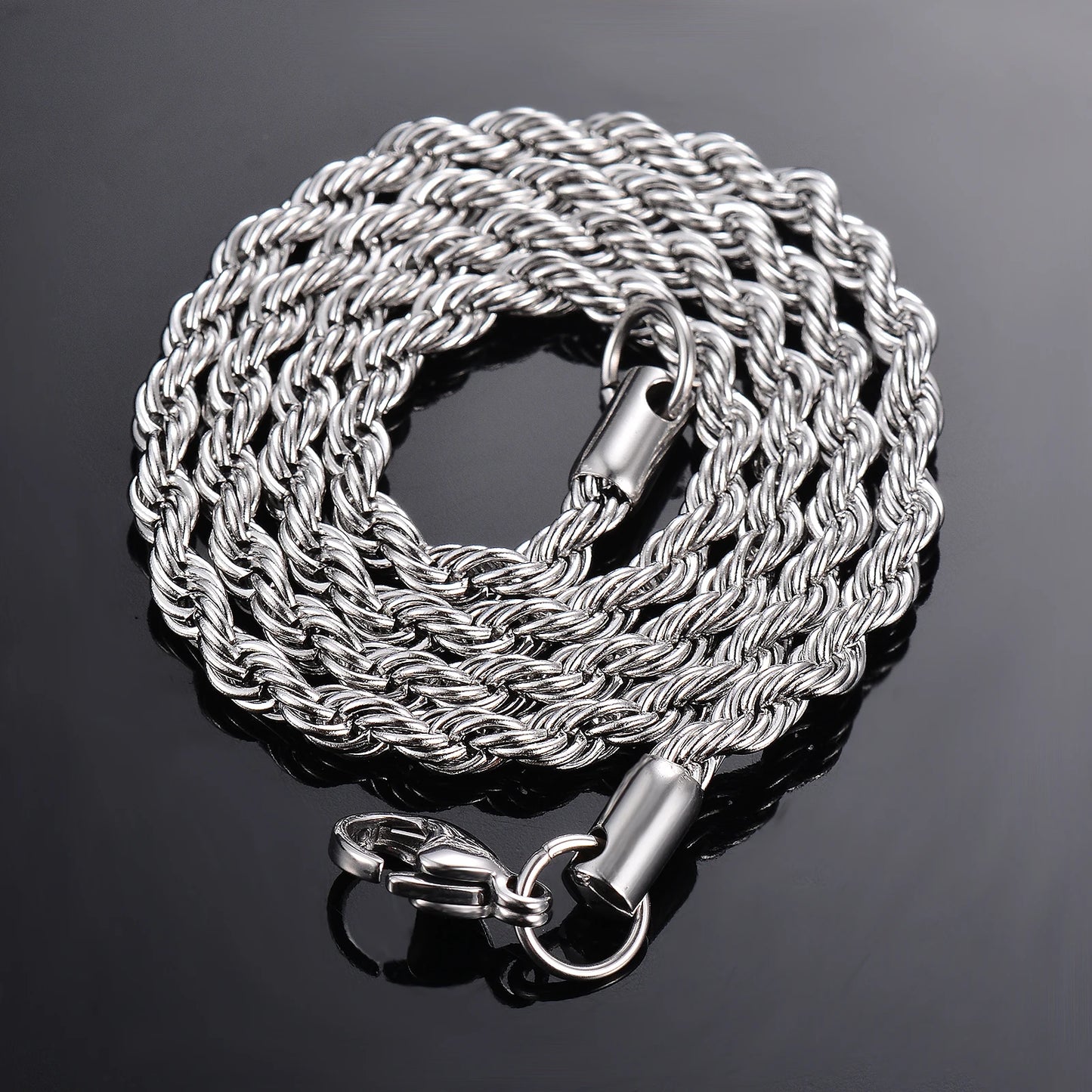 Stainless Steel Rope Chain NecklaceBracelet - 2mm to 6mm Width for Men and Women - ZOOMNSTORE