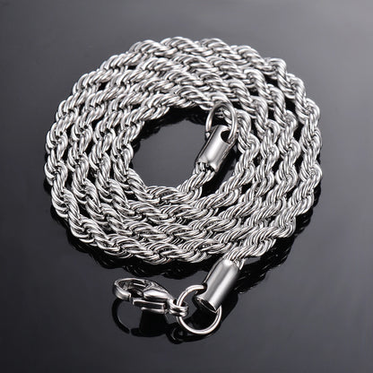 Stainless Steel Rope Chain NecklaceBracelet - 2mm to 6mm Width for Men and Women - ZOOMNSTORE