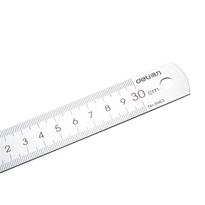 Deli 15cm 30cm Stainless Steel Straight Ruler Mapping Tool Silver Metal Ruler Draw Measuring School Office Supplies PS Materil - ZOOMNSTORE