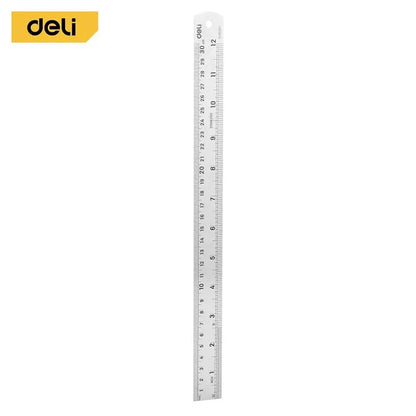 Deli 15cm 30cm Stainless Steel Straight Ruler Mapping Tool Silver Metal Ruler Draw Measuring School Office Supplies PS Materil - ZOOMNSTORE