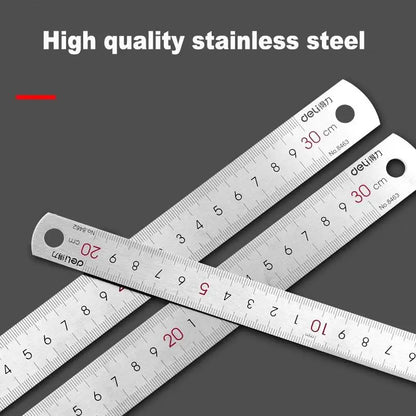 Deli Stainless Steel Ruler 15/20/30cm Metal Straight Ruler for Home School Precision Measuring Drawing Tool Supplies - ZOOMNSTORE