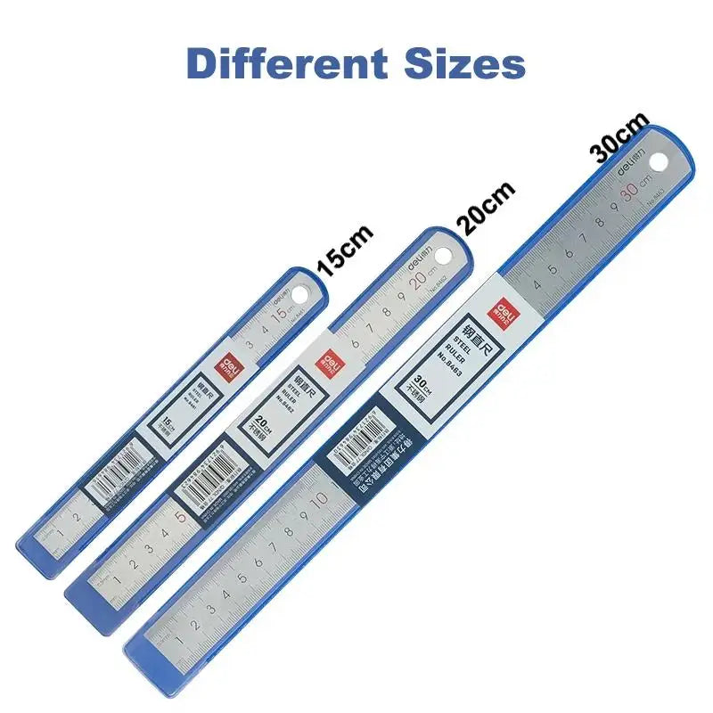 Deli Stainless Steel Ruler 15/20/30cm Metal Straight Ruler for Home School Precision Measuring Drawing Tool Supplies - ZOOMNSTORE