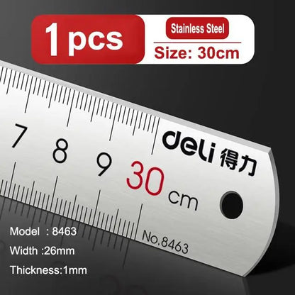 Deli Stainless Steel Ruler 15/20/30cm Metal Straight Ruler for Home School Precision Measuring Drawing Tool Supplies - ZOOMNSTORE
