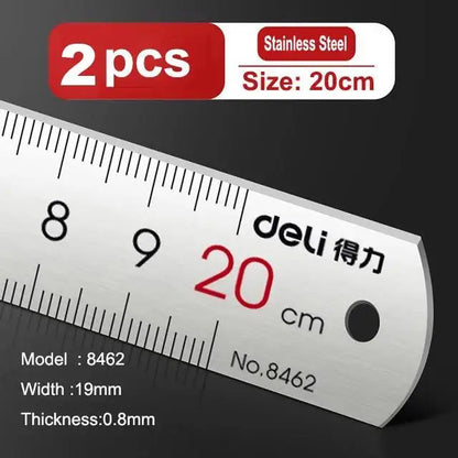 Deli Stainless Steel Ruler 15/20/30cm Metal Straight Ruler for Home School Precision Measuring Drawing Tool Supplies - ZOOMNSTORE