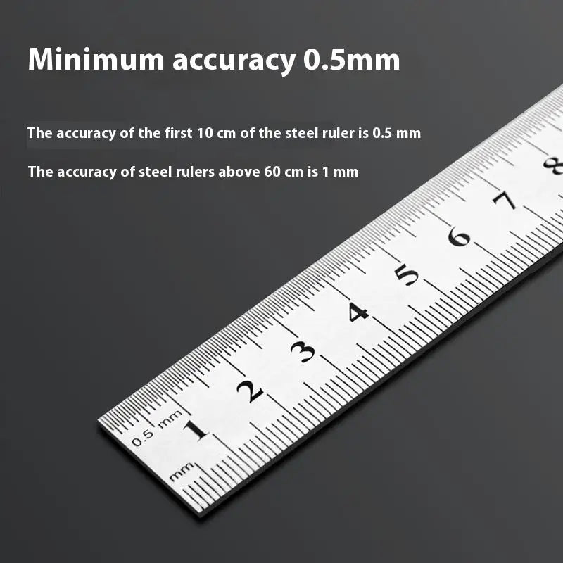 1Pcs 15/20/30/40/50/60100cm Stainless Steel Metal Straight Ruler For Home School Precision Measuring Tool Drawing Tool Supplies - ZOOMNSTORE